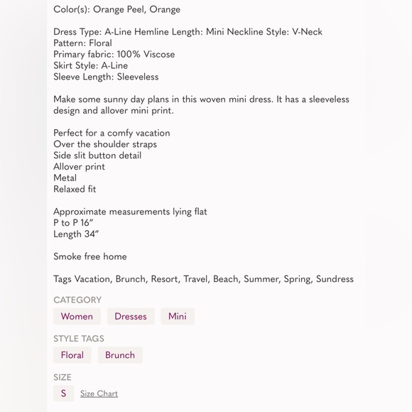 O’Neill Floral Yellow “Phan” Tank Dress w/ Side Button Detailing Small Sundress - Picture 7 of 8